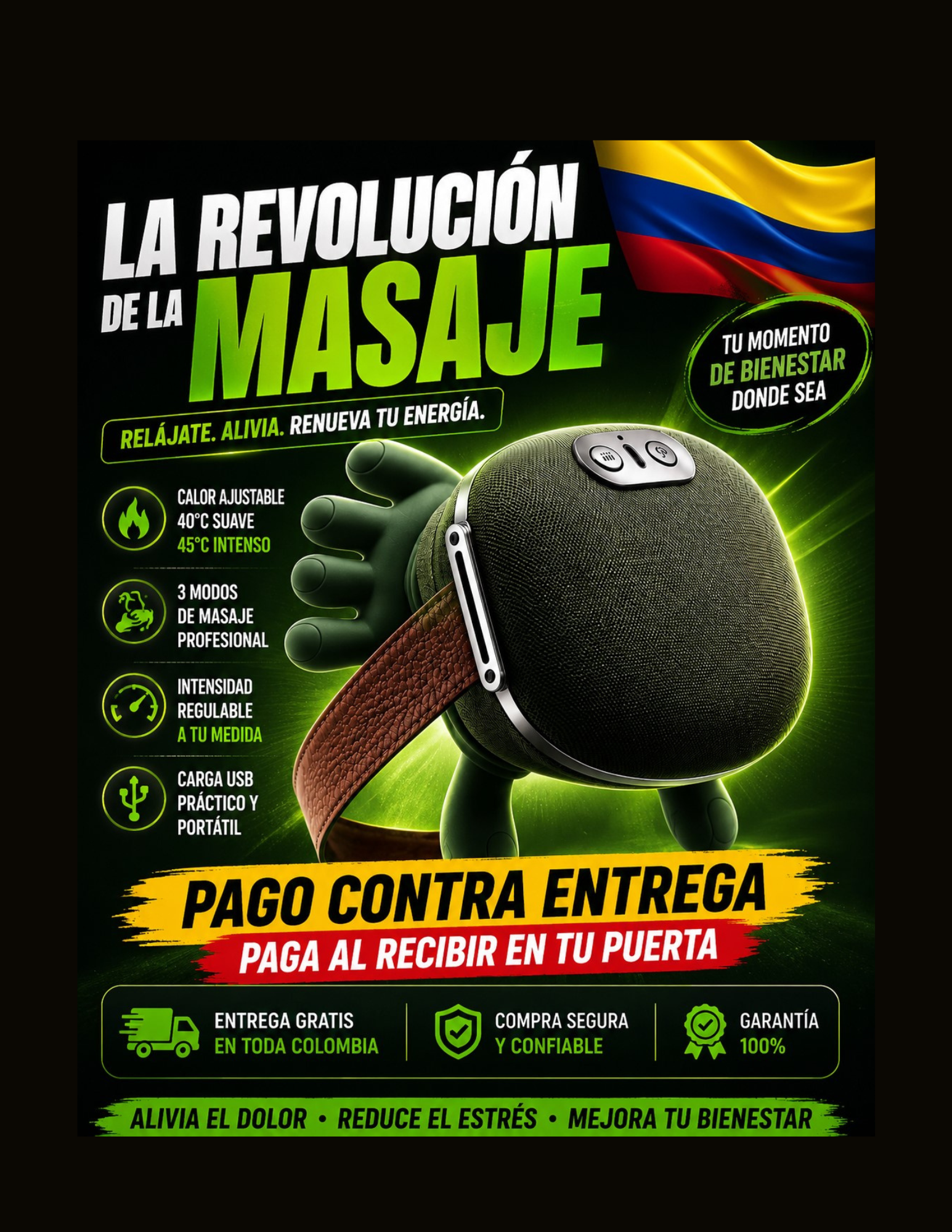 RELÁJATE DONDE QUIERAS, TU BIENESTAR  EMPIEZA HOY   🐢MASAJEADOR PORTÁTIL TORTUGA🐢 – ALIVIO PROFUNDO EN MINUTOS✨